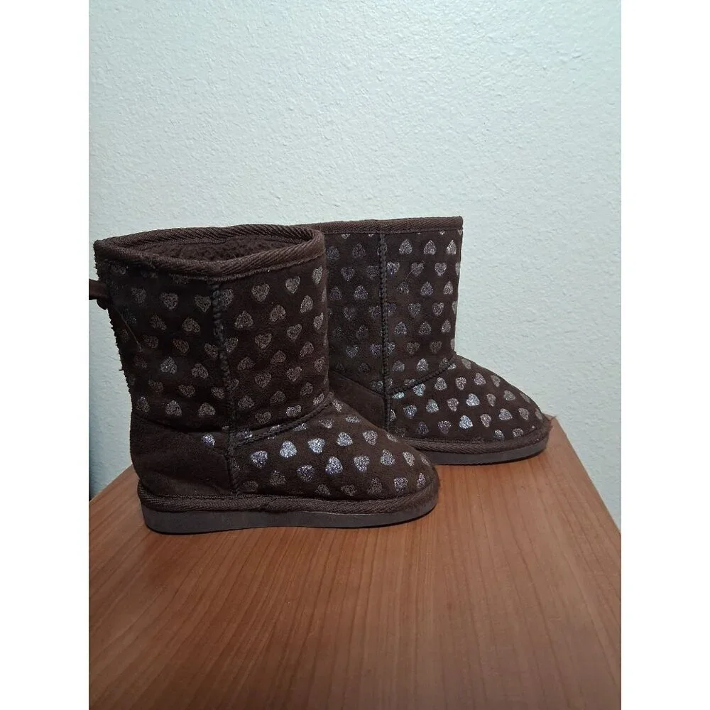 Ameta Boots Winter Brown Silver Toddler Girls Size 8